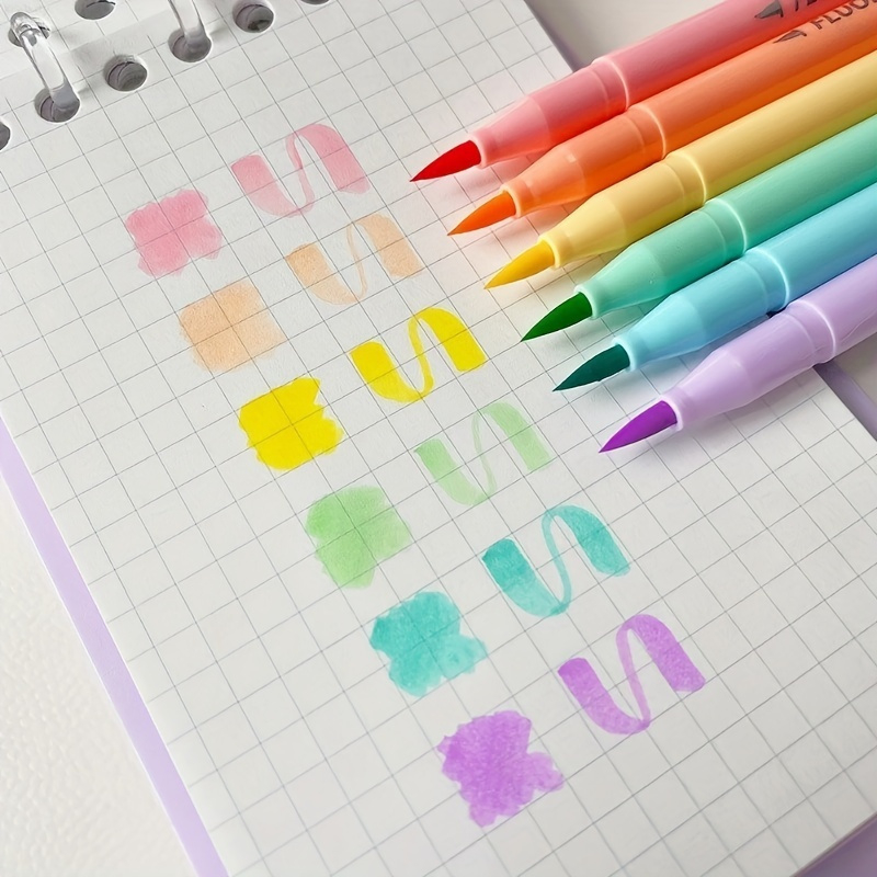 Pastel Highlighter Set Double Ended - 6pcs 소프트 브러시 형광 펜 세트