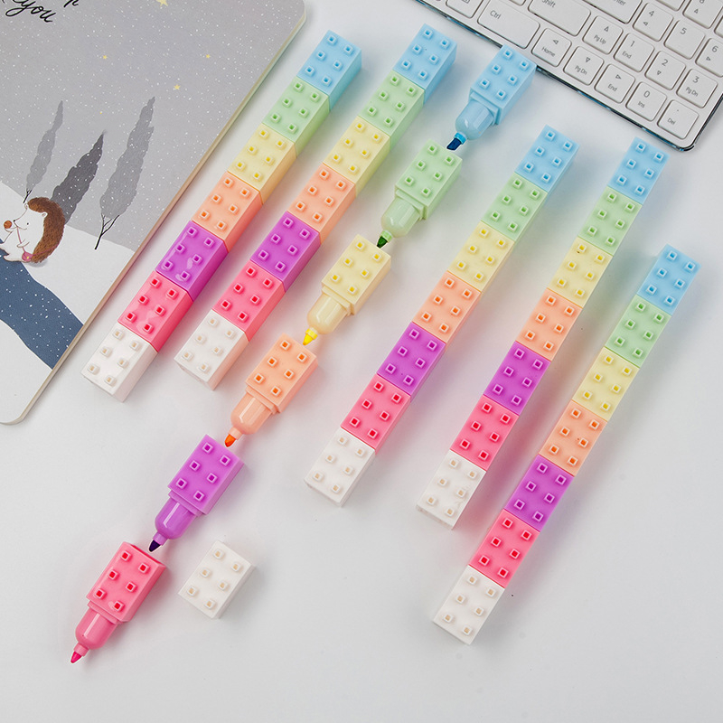 Pastel Highlighter Set Double Ended - 파스텔 컬러 바디 빌딩 블록 하이라이터