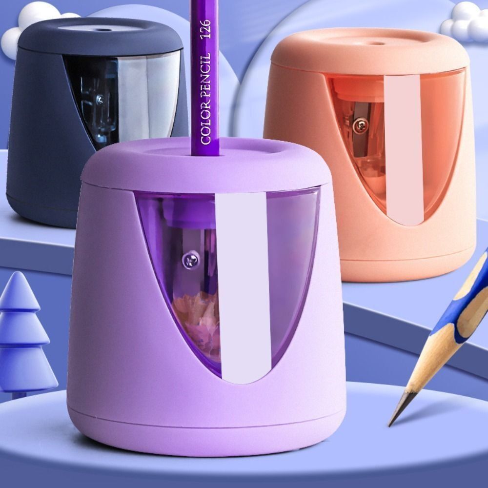 Electric Pencil Sharpener Usb - 스티커 사무실 학용품 만화 전동 연필깎이