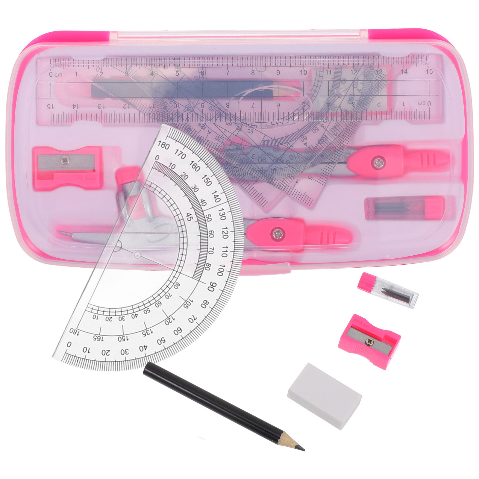 Math Geometry Set With Compass - 1세트 경량 휴대용 나침반 세트(수학 각도기,