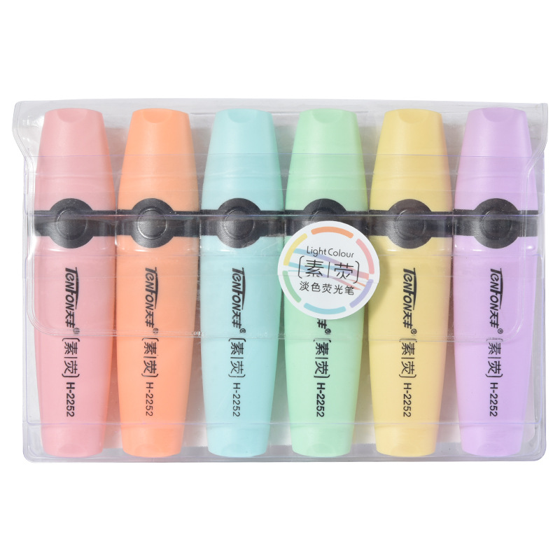 Pastel Highlighter Set Double Ended - 6 개/대 형광펜 파스텔 색상 치즐