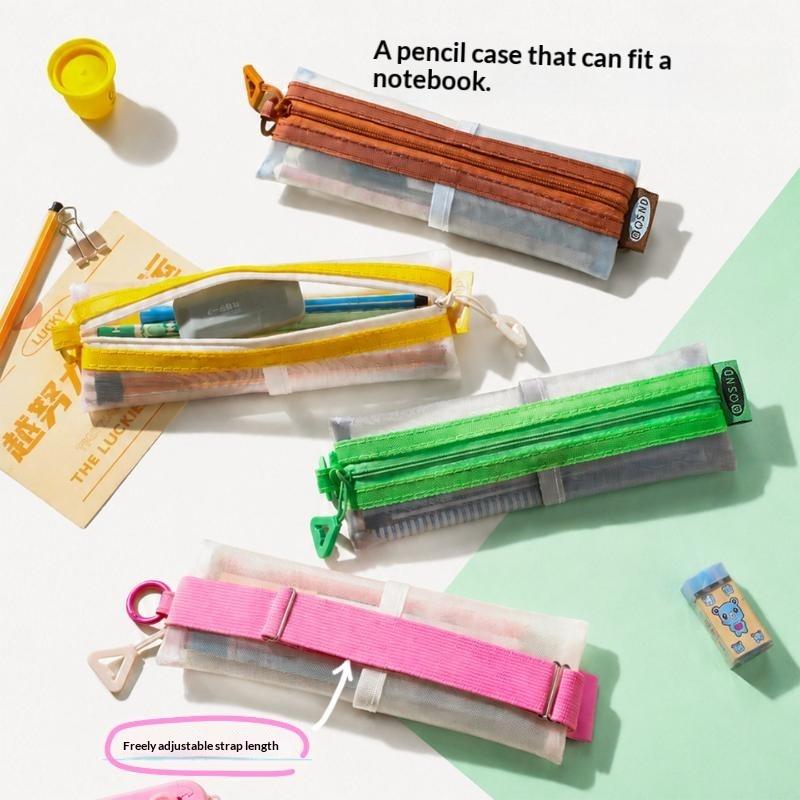 Clear Mesh Pencil Pouch For Exam - 투명 메쉬 연필 파우치 이중 지퍼