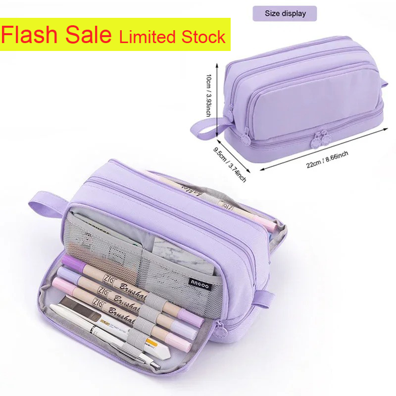 Aesthetic Large Pencil Case Pouch - 4칸 대용량 필통, 여학생 남학생용 예쁜