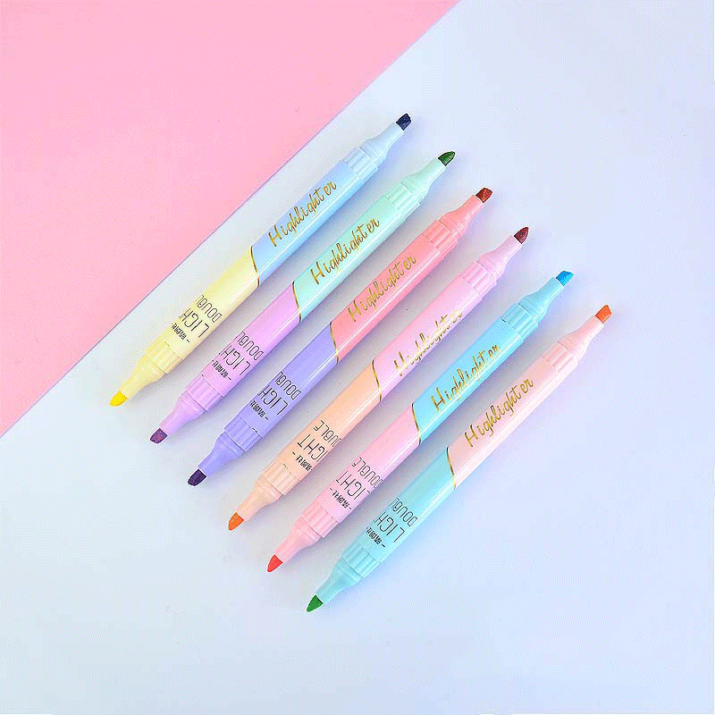 카와이 캔디 컬러 더블 팁 형광펜 펜 6 개, 만화 마 - Pastel Highlighter Set Double Ended 리뷰 및 가격