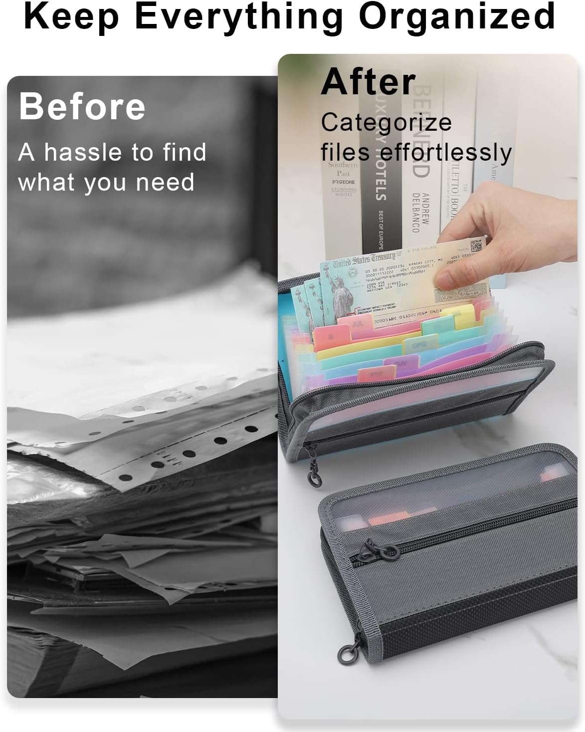 작은 아코디언 A6 파일 정리함 (안전 지퍼 포함),  - Expandable Accordion File Folder 13 Pockets 리뷰 및 가격