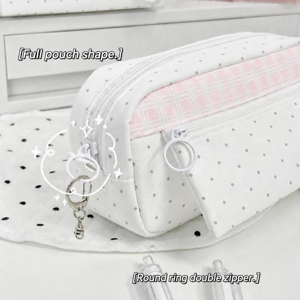 미적 감각의 물방울 무늬 체크무늬 필통 대용량 휴대용  - Aesthetic Large Pencil Case Pouch 리뷰 및 가격