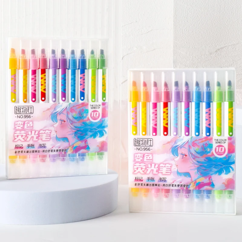 10pcs 양면 매직 컬러 변경 형광펜 세트 학생 일기 - Pastel Highlighter Set Double Ended 리뷰 및 가격