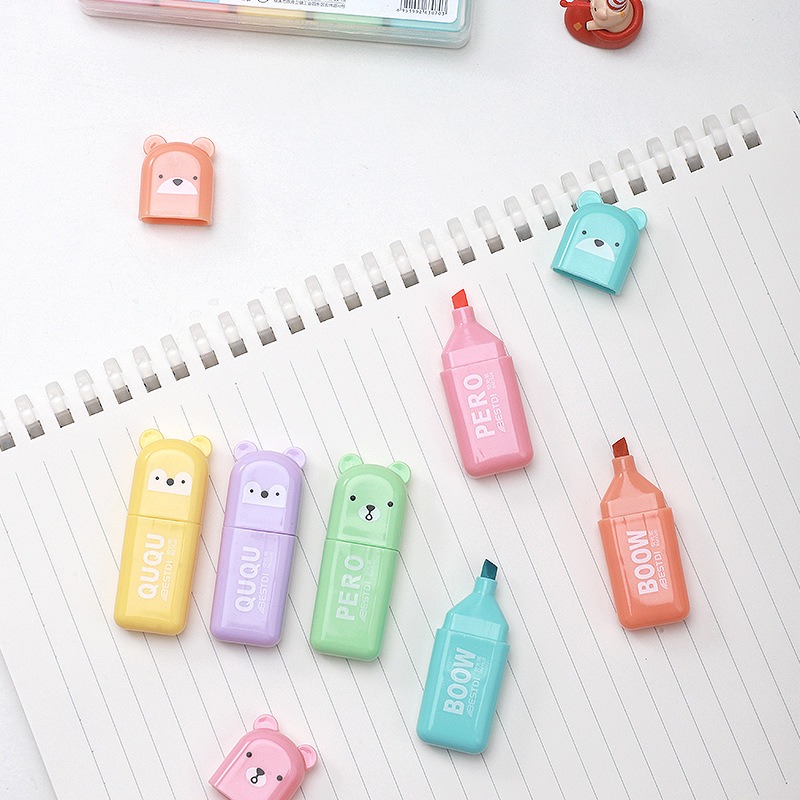 4/6/12 Pcs Kawaii Bear 형광펜 귀여운 - Pastel Highlighter Set Double Ended 리뷰 및 가격