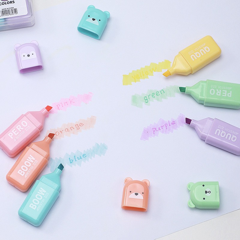 4/6/12 Pcs Kawaii Bear 형광펜 귀여운 - Pastel Highlighter Set Double Ended 리뷰 및 가격