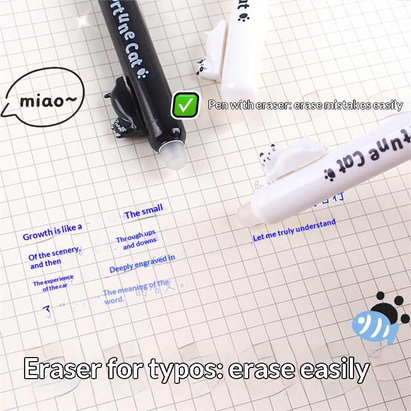 4팩 귀여운 고양이 모양 지울 수 있는 젤 펜 0.5m - Retractable Eraser Pen Click 리뷰 및 가격