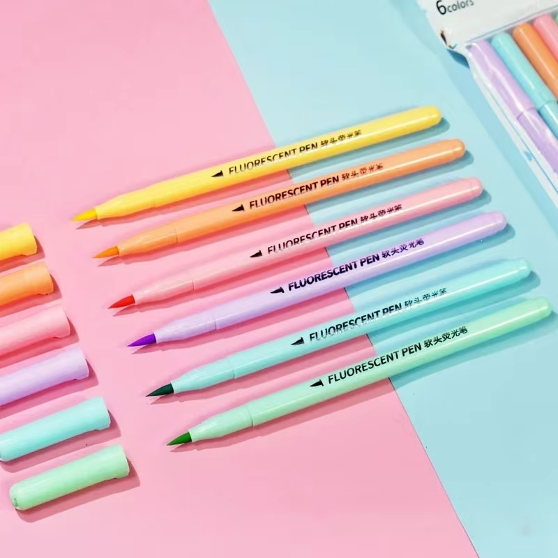 6 색 소프트 브러시 형광펜 세트 파스텔 마커 브러시  - Pastel Highlighter Set Double Ended 리뷰 및 가격