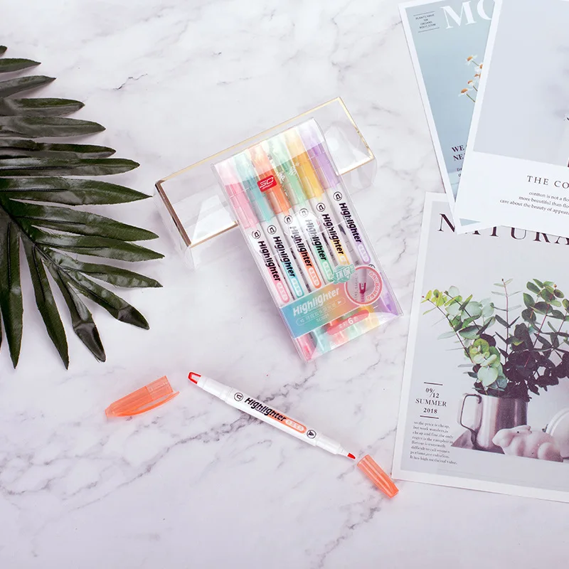 독특한 창 팁 하이라이터 펜, 더블 헤드 파스텔 컬러, - Pastel Highlighter Set Double Ended 리뷰 및 가격