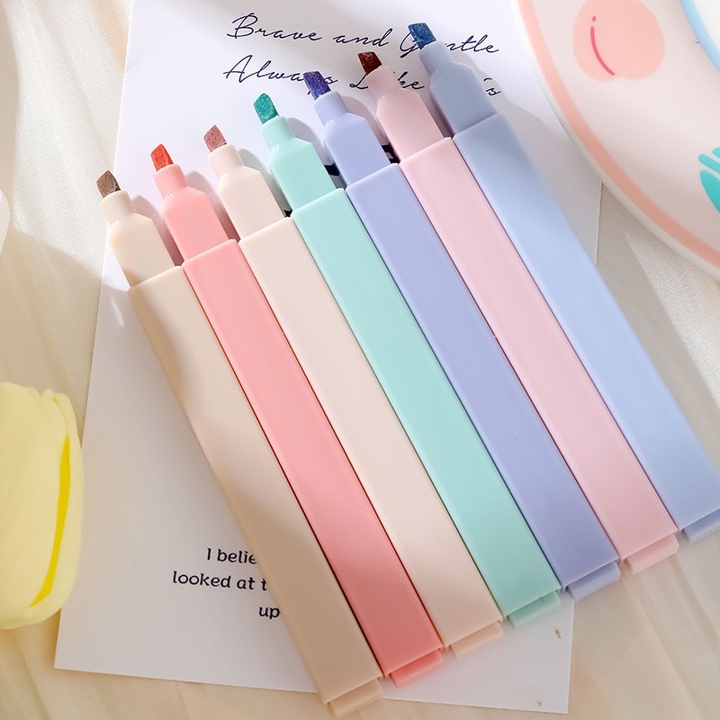 6 개/대 형광펜 세트 귀여운 카와이 캔디 컬러 마커  - Pastel Highlighter Set Double Ended 리뷰 및 가격