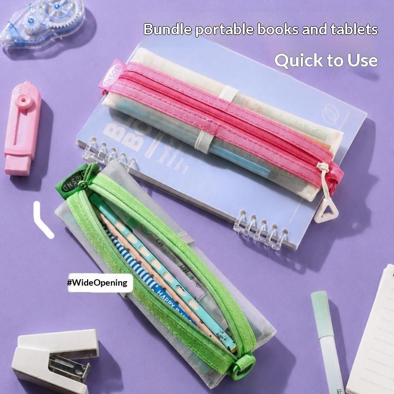 투명 메쉬 연필 파우치 이중 지퍼 조절 가능한 바인딩  - Clear Mesh Pencil Pouch For Exam 리뷰 및 가격